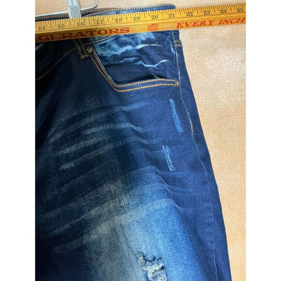 Ashley Stewart Distressed Dark Wash Blue Denim Jeans Size 24 - Picture 4 of 7